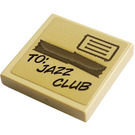 LEGO Zandbruin Tegel 2 x 2 Omgekeerd met To: Jazz Club Sticker (11203)