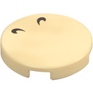 LEGO Tan Tile 2 x 2 Round with Black Eyebrows / Nostrils with Bottom Stud Holder (14769 / 103792)