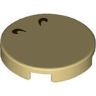 LEGO Tan Tile 2 x 2 Round with Black Eyebrows / Nostrils with Bottom Stud Holder (14769 / 103792)