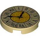 LEGO Tan Tile 2 x 2 Round with Clock Face with Roman Numerals with Bottom Stud Holder (14769 / 36917)