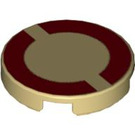 LEGO Tan Tile 2 x 2 Round with Dark Red Imperial Circle with "X" Bottom (4150 / 52513)