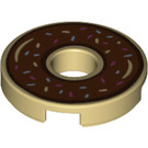 LEGO Tan Tile 2 x 2 Round with Hole in Center with Brown Donut with Sprinkles (15535 / 72189)