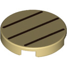 LEGO Tan Tile 2 x 2 Round with Lines with Bottom Stud Holder (14769 / 69084)