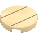 LEGO Tan Tile 2 x 2 Round with Lines with Bottom Stud Holder (14769 / 69589)