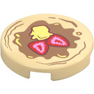 LEGO Tan Tile 2 x 2 Round with Pancake with Strawberries and Butter with Bottom Stud Holder (14769 / 103295)