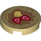 LEGO Tan Tile 2 x 2 Round with Pancake with Strawberries and Butter with Bottom Stud Holder (14769 / 103295)