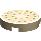 LEGO Tan Tile 2 x 2 Round with Pizza with "X" Bottom (54871 / 81867)