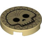 LEGO Tan Tile 2 x 2 Round with Skull with Bottom Stud Holder (14769 / 79254)