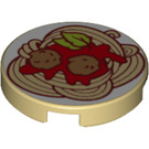 LEGO Tan Tile 2 x 2 Round with Spaghetti and Meatballs with Bottom Stud Holder (14769 / 65015)