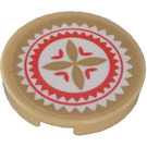 LEGO Tan Tile 2 x 2 Round with White and Coral Decoration Sticker with Bottom Stud Holder (14769)