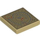 LEGO Tan Tile 2 x 2 with Antarctica Map with Groove (3068)