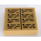 LEGO Tan Tile 2 x 2 with Black Writing Lines Sticker with Groove (3068)