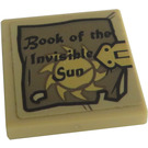 LEGO Tan Tile 2 x 2 with 'Book of the Invisible Sun' and Book Clasp Sticker with Groove (3068)