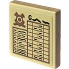 LEGO Zandbruin Tegel 2 x 2 met Calculation Table Sticker met groef (3068)