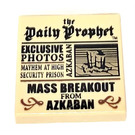 LEGO Zandbruin Tegel 2 x 2 met "Daily Prophet", "Exclusive Photos", en "MASS BREAKOUT van AZKABAN" met groef (3068 / 92770)