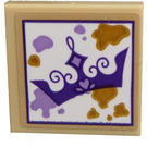 LEGO Tan Tile 2 x 2 with Dark Purple Crown Sticker with Groove (3068)