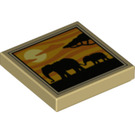 LEGO bronzer Tuile 2 x 2 avec Elephants Silhouettes avec rainure (3068 / 75504)