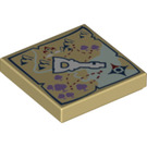 LEGO Tan Tile 2 x 2 with Elves Map and Key with Groove (3068 / 20306)