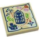 LEGO Tan Tile 2 x 2 with Elves Map with Cage with Groove (3068 / 31814)