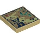LEGO Tan Tile 2 x 2 with Elves map with Groove (3068 / 36895)