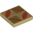 LEGO Tan Tile 2 x 2 with Four way red floor tile with Groove (3068 / 101776)