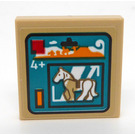 LEGO Tan Tile 2 x 2 with Horse Sticker with Groove (3068)