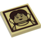 LEGO Zandbruin Tegel 2 x 2 met Leta LeStrange Portrait Sticker met groef (3068)