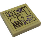 LEGO Beige Fliese 2 x 2 mit Map Arrows, Exclamation Mark, Schlüssel und Jail Tür Aufkleber mit Nut (3068)