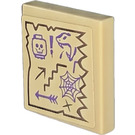 LEGO Tan Tile 2 x 2 with Map Arrows, Skull and Snake Heads, Exclamation Mark and Spider Web Sticker with Groove (3068)