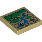 LEGO Beige Fliese 2 x 2 mit Map to Temple mit Compass mit Nut (3068 / 63403)