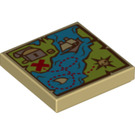 LEGO Tan Tile 2 x 2 with Map with Groove (3068 / 19702)
