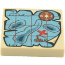 LEGO Tan Tile 2 x 2 with Map with Groove (3068 / 90816)