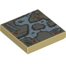 LEGO Tan Tile 2 x 2 with Map with Groove (3068 / 96718)