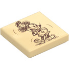 LEGO Tan Tile 2 x 2 with Mickey Mouse with Groove (3068 / 104292)