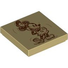LEGO Tan Tile 2 x 2 with Mickey Mouse with Groove (3068 / 104292)