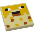 LEGO Beige Tile 2 x 2 med Minecraft Pufferfish Ansikt med Rille (3068 / 76943)