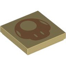 LEGO Tan Tile 2 x 2 with Mushroom Face with Groove (3068 / 94663)