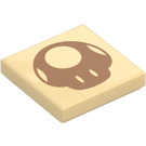 LEGO Beige Fliese 2 x 2 mit Mushroom Gesicht mit Nut (94663 / 105683)