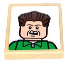 LEGO Tan Tile 2 x 2 with Picture of Buzz McCallister Sticker with Groove (3068)