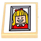 LEGO Tan Tile 2 x 2 with Picture of Linnie McCallister Sticker with Groove (3068)