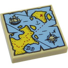 LEGO Beige Fliese 2 x 2 mit Pirate Treasure Map mit Nut (3068 / 19524)