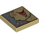 LEGO Tan Tile 2 x 2 with Red Mask Treasure Map with Groove (3068 / 36834)