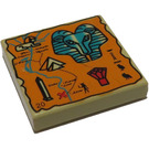 LEGO Zandbruin Tegel 2 x 2 met River Map en Hieroglyphs met groef (3068)
