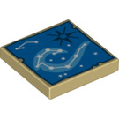 LEGO Tan Tile 2 x 2 with Star Map with Groove (3068 / 29756)