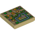 LEGO Beige Fliese 2 x 2 mit Super Mario Map mit Castle mit Nut (3068 / 103770)