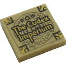LEGO Tan Tile 2 x 2 with 'The Codex Imperium' Book Cover Sticker with Groove (3068)