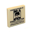 LEGO Zandbruin Tegel 2 x 2 met Undesirable No. 1 Harry Potter met groef (3068 / 100175)
