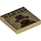 LEGO Tan Tile 2 x 2 with 'WANTED' with Groove (3068)