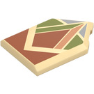 LEGO Tan Tile 2 x 3 Pentagonal with Red and Green (22385 / 101770)