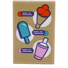 LEGO Tan Tile 2 x 3 with Ice Cream Sign Sticker (26603)